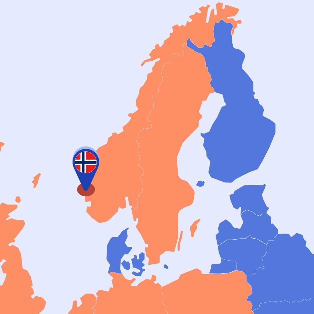 norgeskart med plassnål på bærum